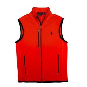 NWT Polo Ralph Lauren Men Pony Performance Fleece Vest Full Zip Orange MSRP $148